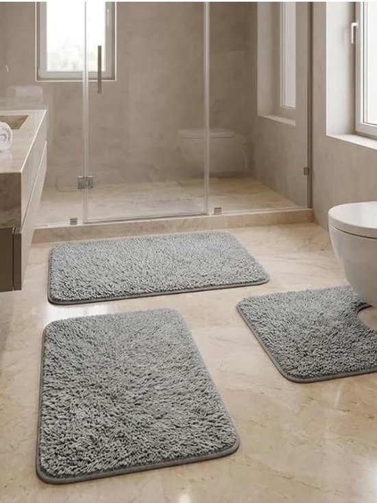 Other - Luxury Grey Bath Rug Set - Plush Non-Slip Bathroom Mats